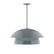 Slate gray dome pendant light with black cord and ceiling canopy