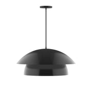 Black dome pendant light with two-tier shade and hanging cord