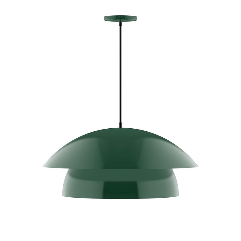 Forest green dome pendant with round shade and slim black cord