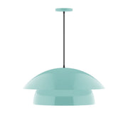 Sea green dome pendant with black cord and small canopy