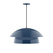 Pendant light with navy dome shade and hanging cord