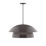 Architectural bronze pendant lamp with dome shade and hanging cord