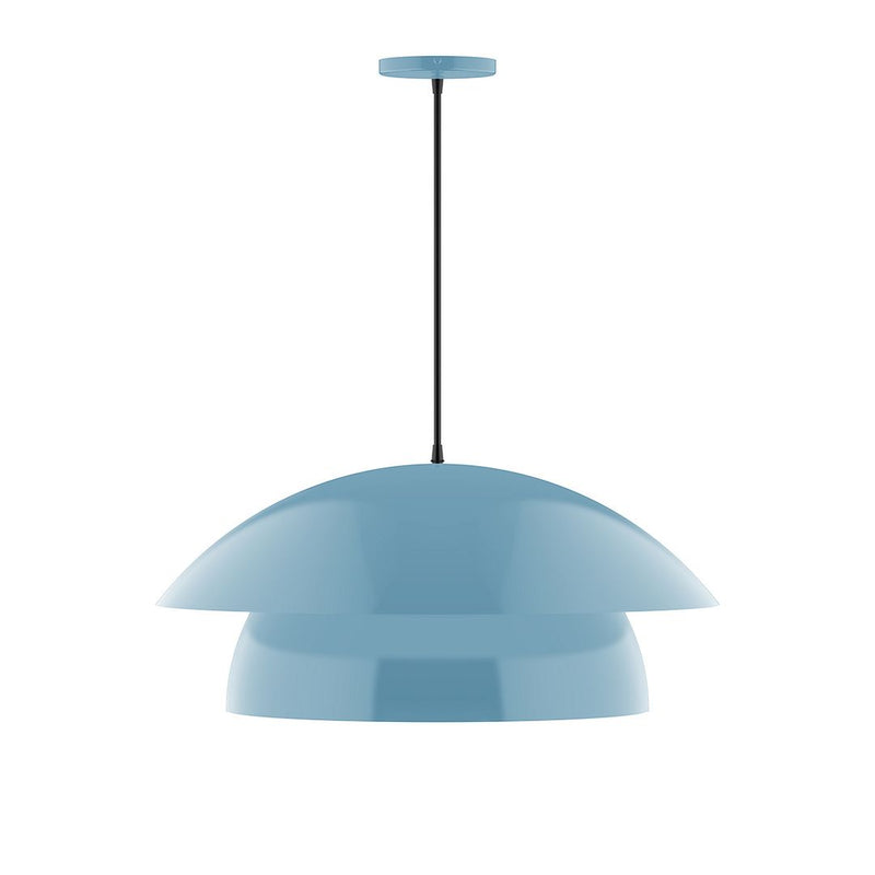 Nest 24" pendant light with light blue dome shade and hanging cord