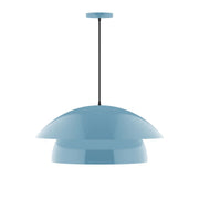 Light blue glass pendant light with dome shade and hanging cord