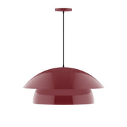Barn red dome pendant lamp with two-tier shade and hanging cord