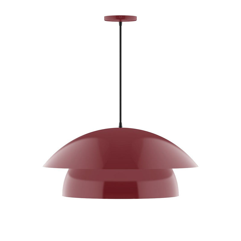 Barn red two-tier dome pendant light with cord and round canopy
