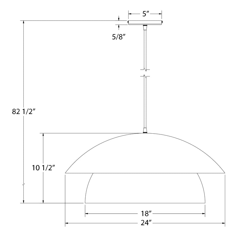 Pendant dimensions diagram: 24 in width and 82 1/2 in hanging drop