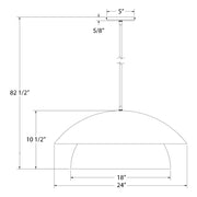 Nest LED pendant light dimensions: 24 in wide, 82 1/2 in high