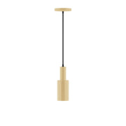 Ivory pendant with cylindrical fabric shade and black cord
