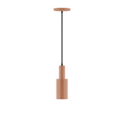 Terracotta LED pendant light with cylindrical shade and black cord