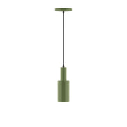 Fern green LED pendant with cylindrical shade and hanging cord