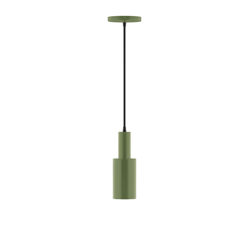 Fern green LED pendant with cylindrical shade and hanging cord