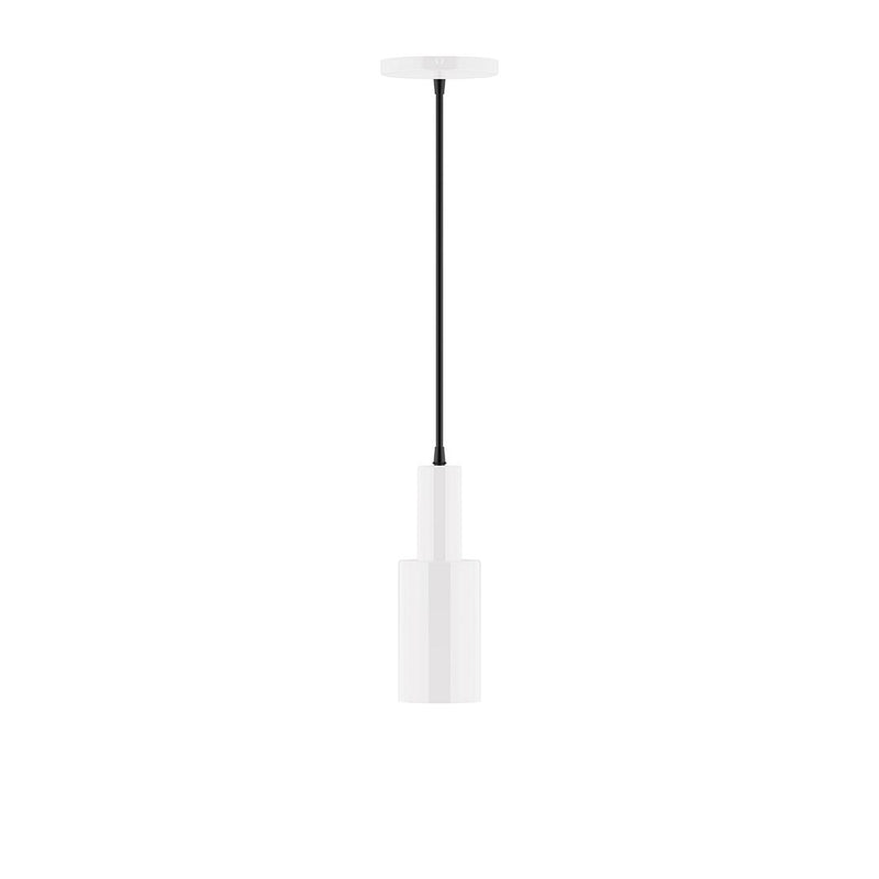 White 3.5 in spark-style pendant with cylindrical shade and hanging cord