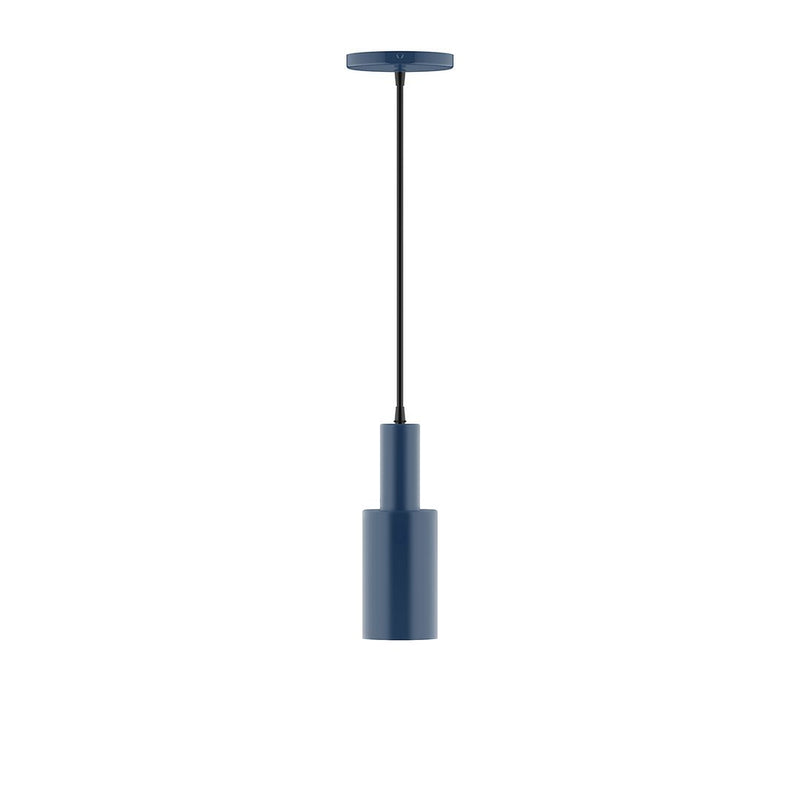 Navy 3.5-inch cylinder pendant light with short stem and round canopy.