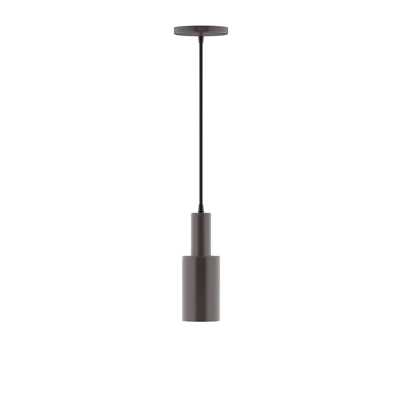 Architectural bronze LED pendant with cylindrical body and slim hanging stem