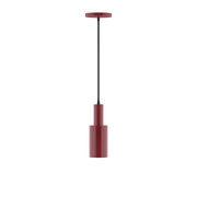Barn red LED pendant light with cylindrical diffuser and black cord