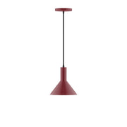 8-inch barn red pendant light with tapered shade and hanging cord