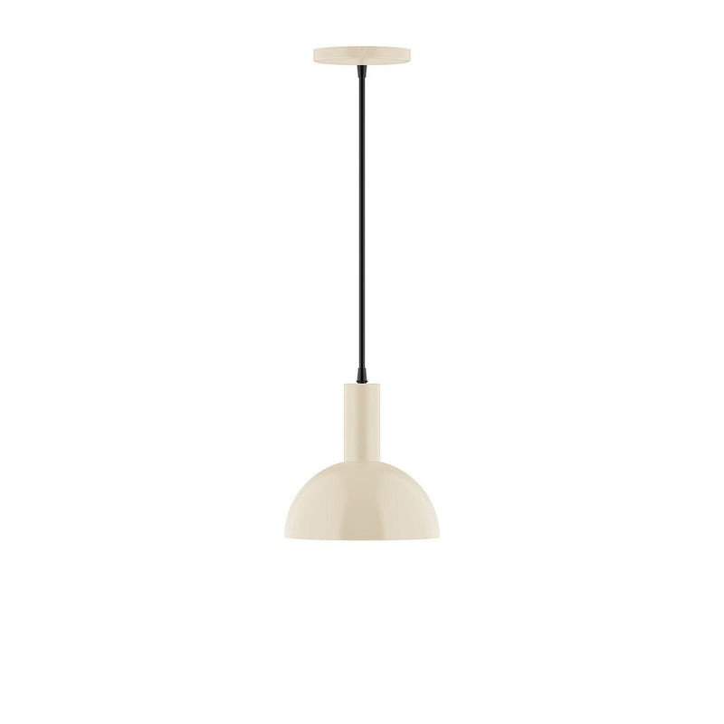 Cream Ray 8 in pendant with domed glass shade and black cord