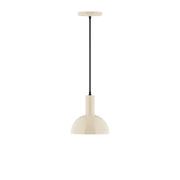 Cream dome LED pendant with black cord and slim canopy