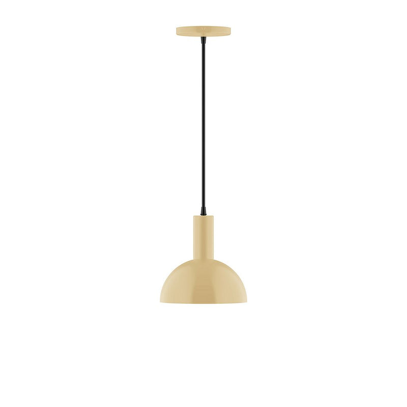 Ivory LED pendant light with dome shade and black cord