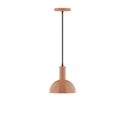 Terracotta LED pendant with dome shade and black cord, 8-inch size