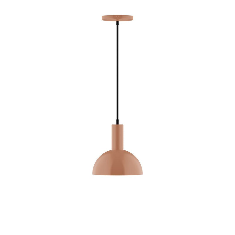Terracotta pendant light with 8-inch dome shade and black cord