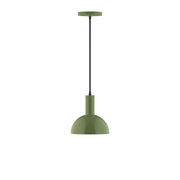 Ray 8-inch pendant light with fern green dome shade and hanging cord