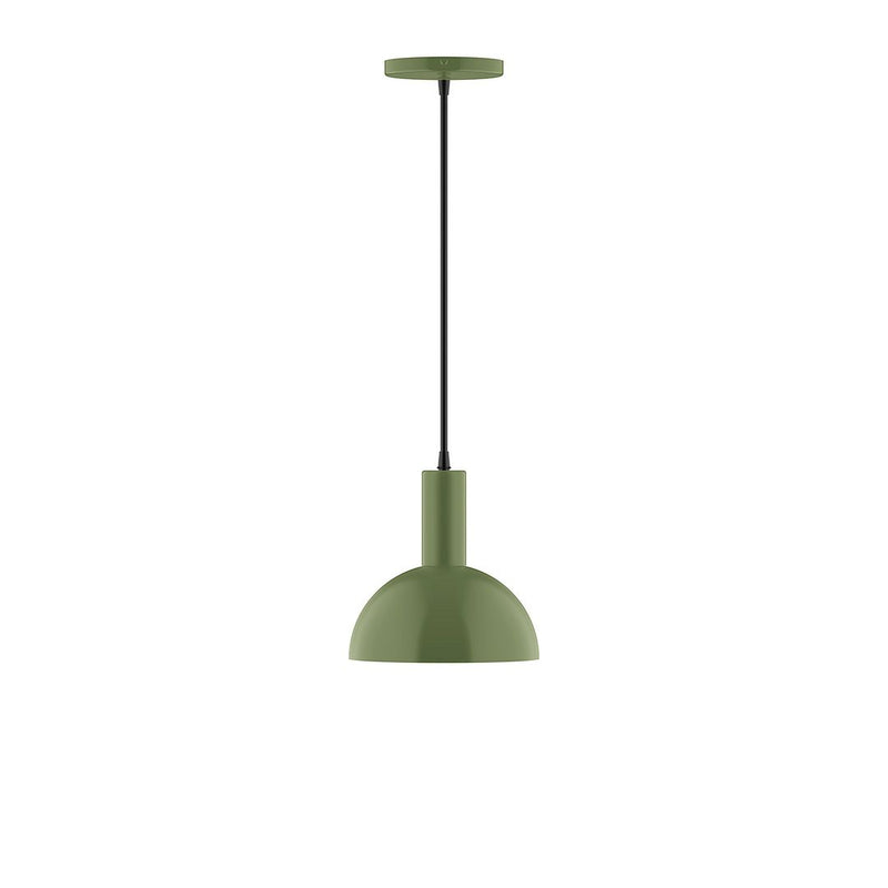 Ray 8-inch pendant light with fern green dome shade and hanging cord