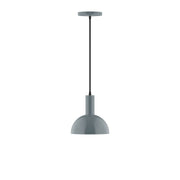Slate gray 8 in LED pendant with rounded dome shade and hanging cord.