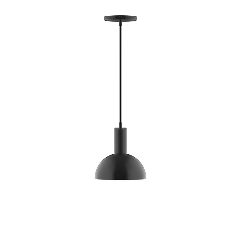 Black LED pendant light with 8-inch dome shade and long cord