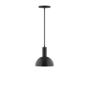 Black LED pendant with dome shade and slim hanging stem, 8 in width