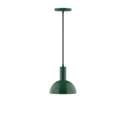 Ray 8-inch LED pendant in forest green with dome diffuser and hanging cord