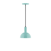 Sea green 8-inch pendant lamp with dome shade and hanging cord