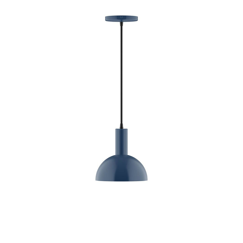 Navy Ray 8" pendant light with dome shade and hanging cord