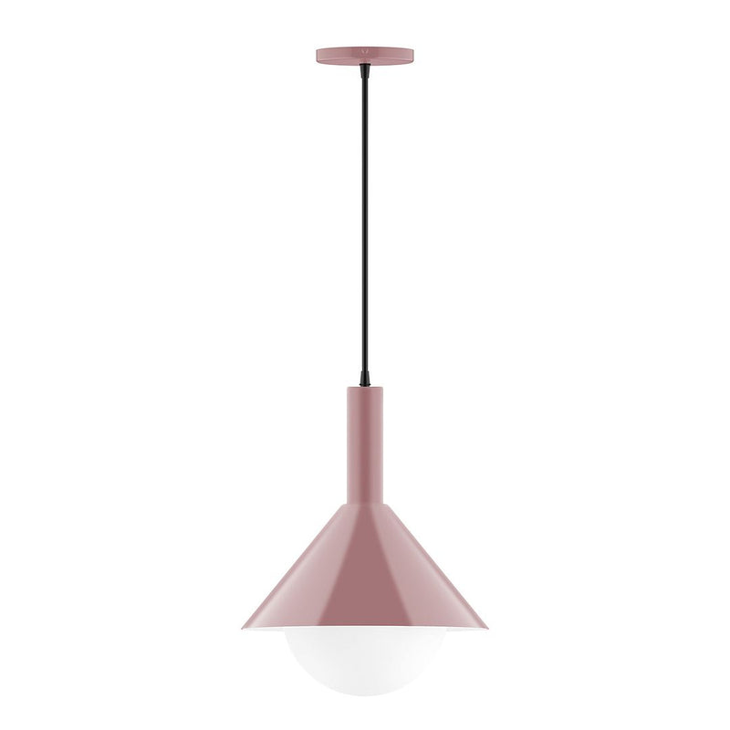 Mauve glass globe pendant light with dome cap and hanging cord