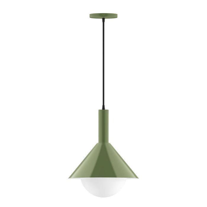 Chase 12" Pendant with Glass Globe in Fern Green