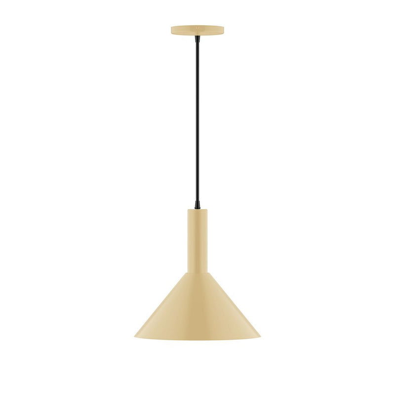 12 in ivory pendant light with black cord and bell shade