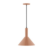 Terracotta 12-inch pendant light with cone shade and black cord