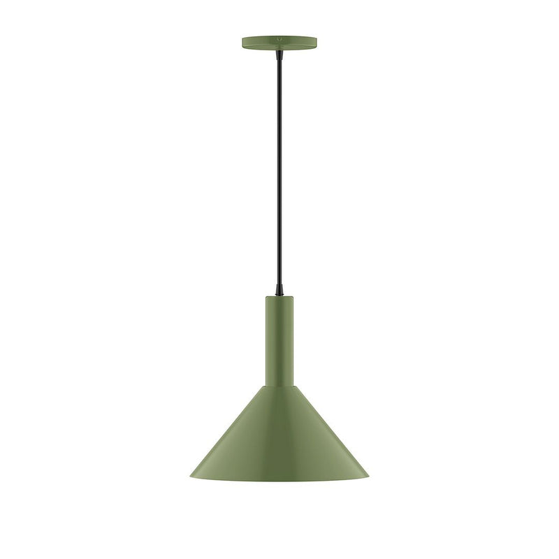 Fern green 12 in pendant light with tapered dome shade and hanging cord