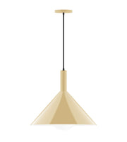Ivory tapered pendant shade with black cord and round canopy
