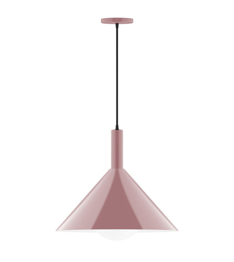Chase mauve pendant light with glass globe and flared shade