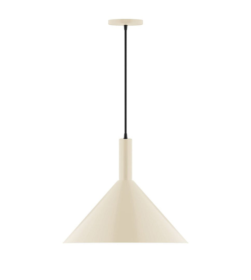Cream bell pendant with black cord and canopy