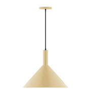Ivory pendant lamp with cone shade and black cord, 18-inch size