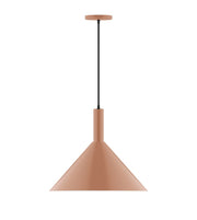 Terracotta dome pendant light with slim black cord, 18-inch drop