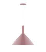Mauve cone pendant light with slim cord and top canopy