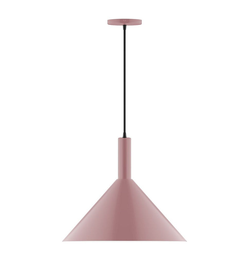 Mauve cone pendant light with slim cord and top canopy