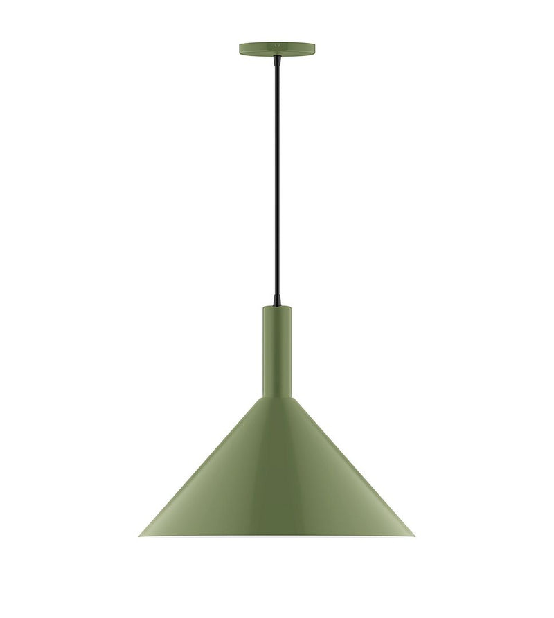 Fern green cone pendant light with 18-inch cord and canopy