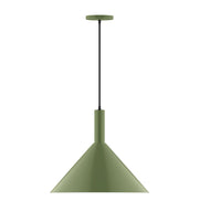 Fern green bell-shaped LED pendant with hanging stem