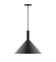 Chase 18-in pendant light with black cone shade and hanging stem