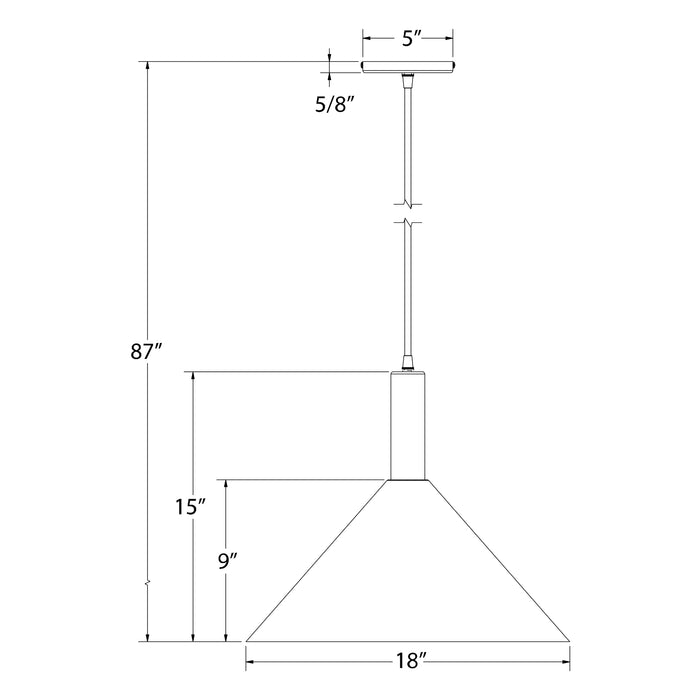 Chase 18" LED Pendant in Light Blue Line Drawing